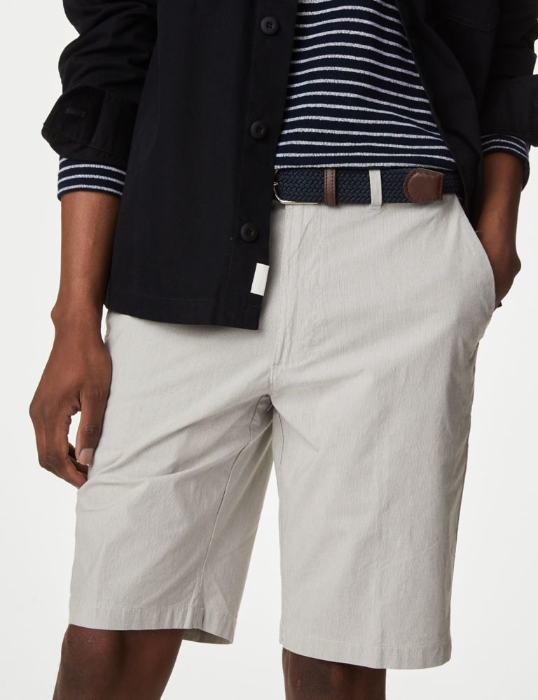 Striped Belted Stretch Chino Shorts 4 of 7