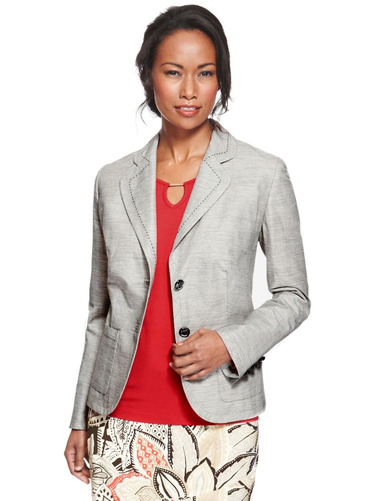 Striped Blazer with Linen 1 of 7