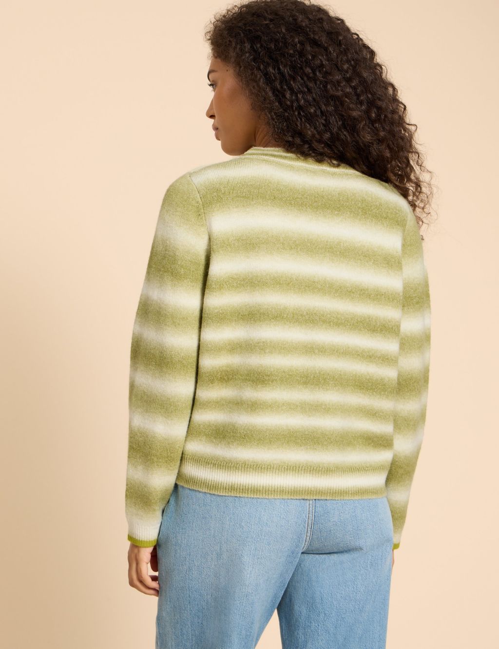 Striped Button Through Cardigan with Wool 1 of 5