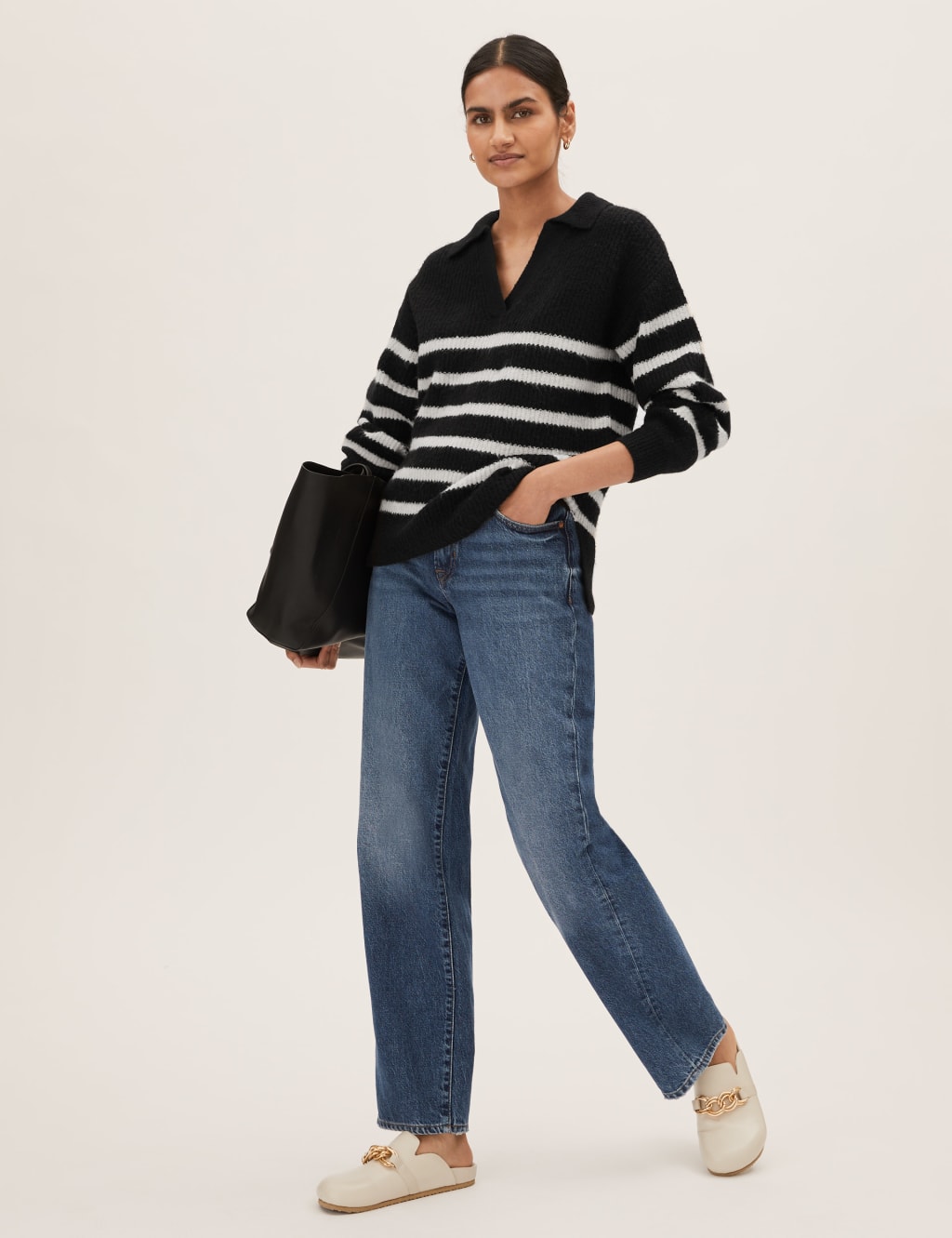 Striped Collared Jumper M&S Collection M&S