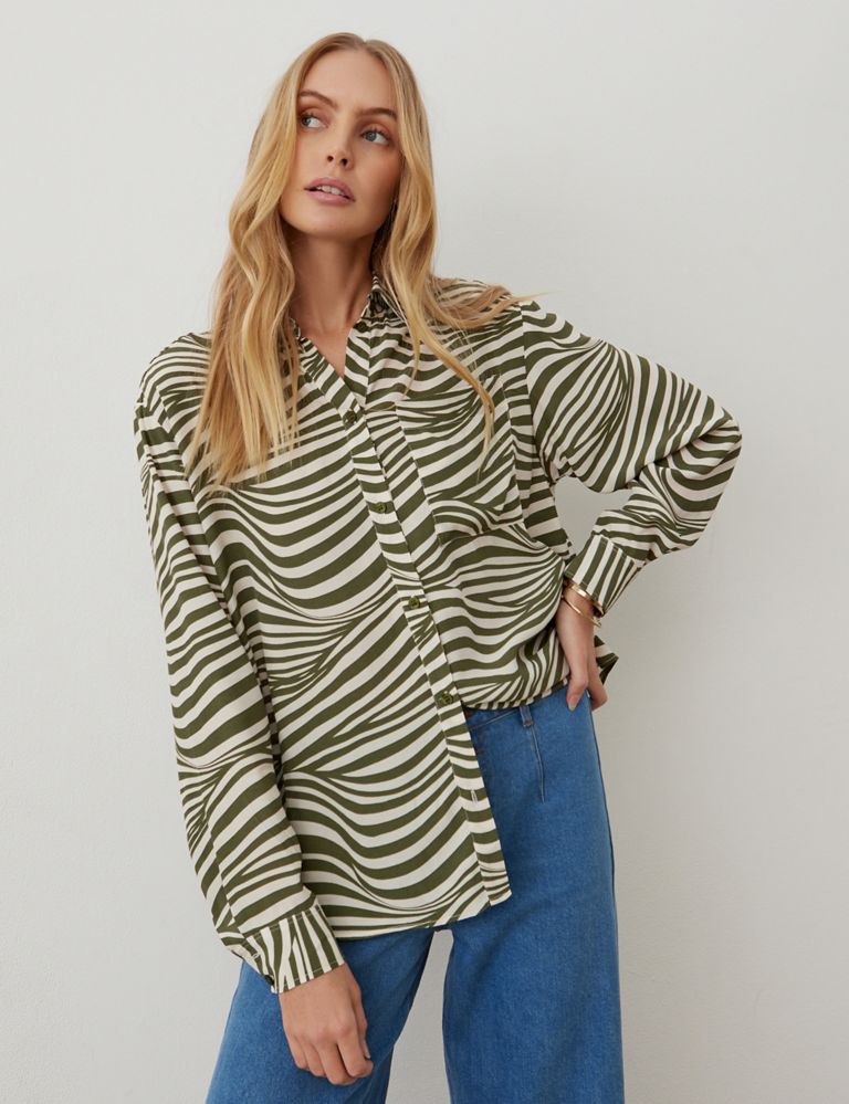 Striped Collared Relaxed Shirt 1 of 4