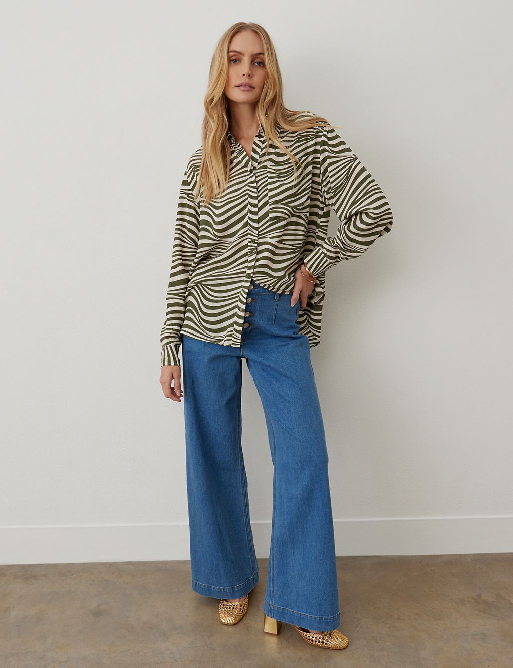 Striped Collared Relaxed Shirt 1 of 4