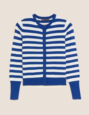 Striped Crew Neck Cardigan Image 2 of 7