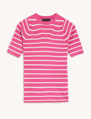 Striped Crew Neck Knitted Top Image 2 of 6