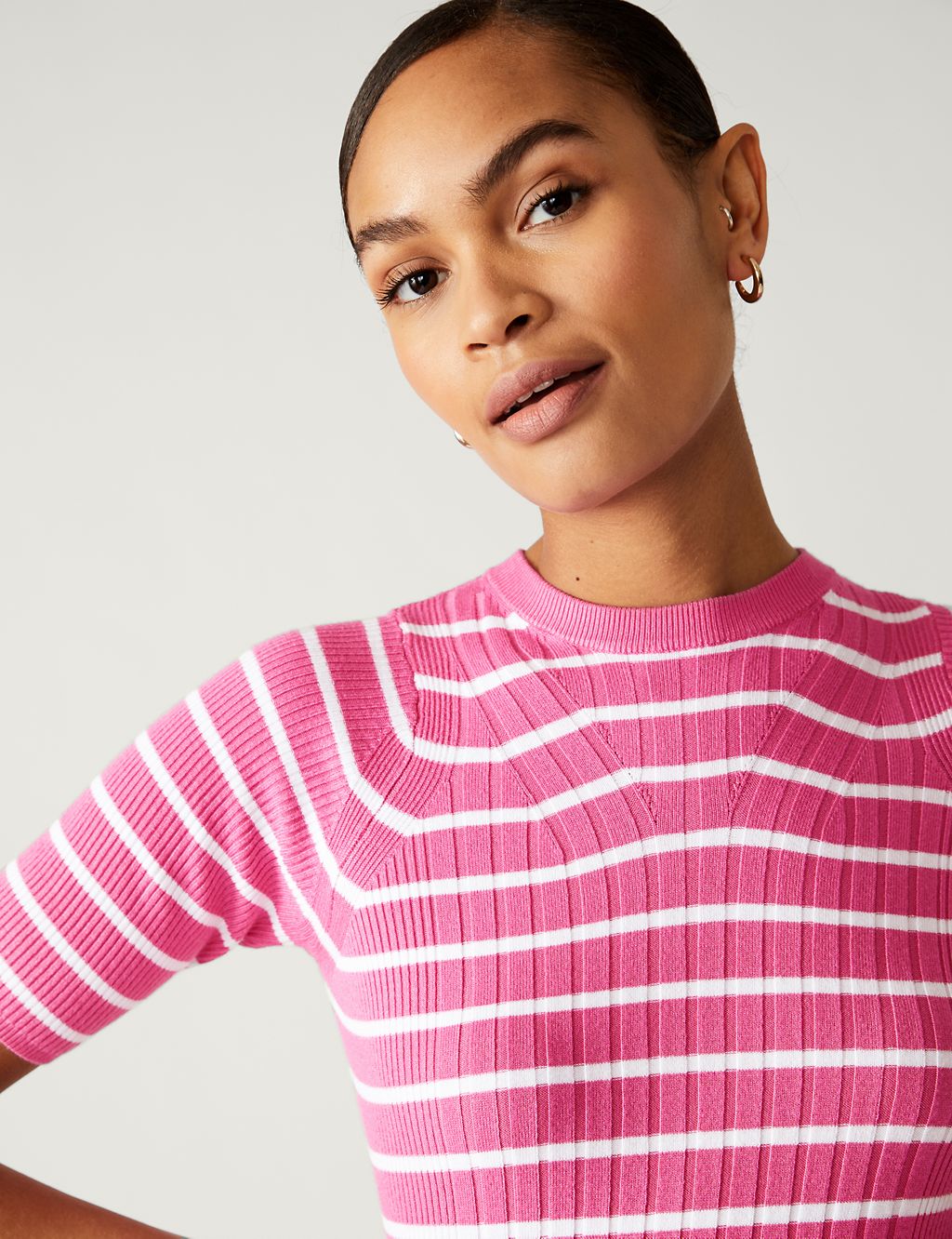 Striped Crew Neck Knitted Top 2 of 6