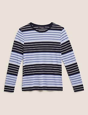Striped Crew Neck Regular Fit Top Image 2 of 5