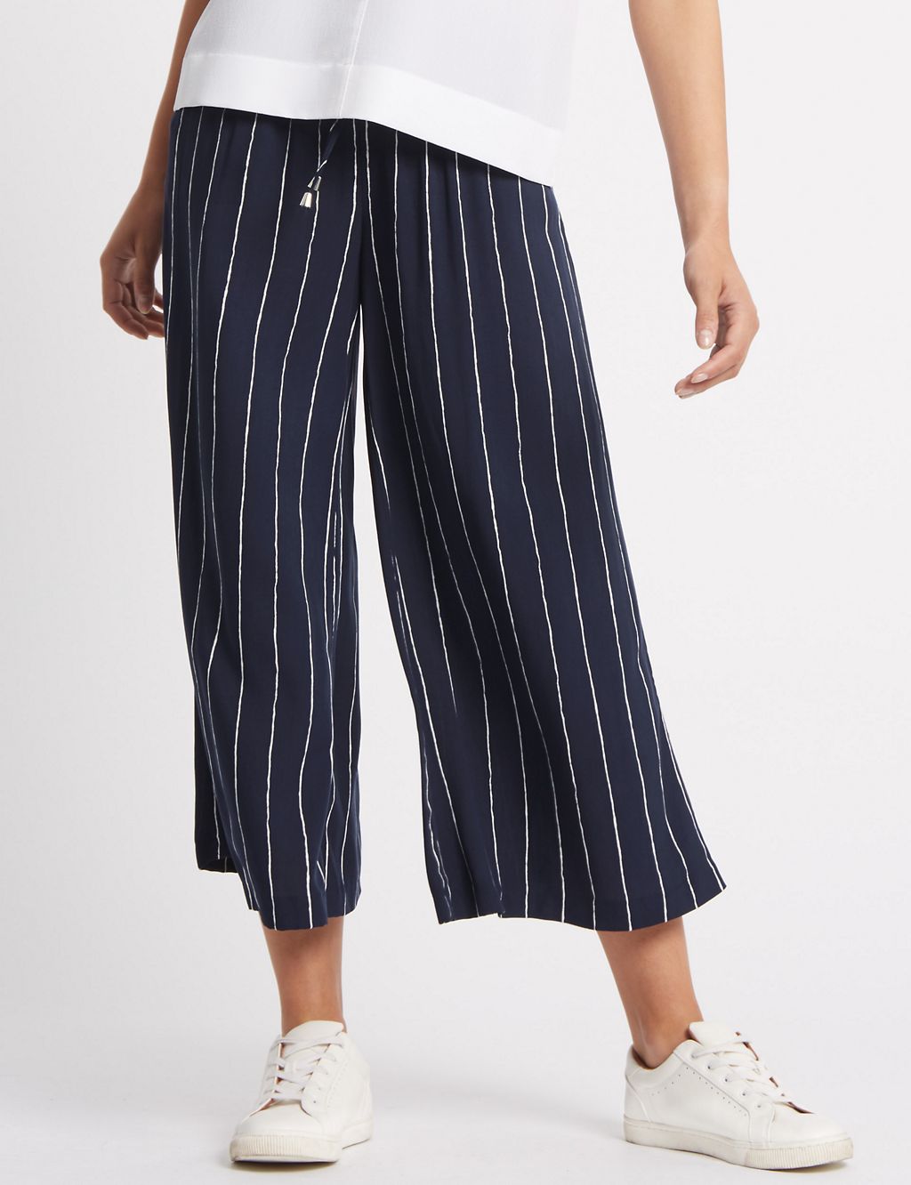 Striped Cropped Wide Leg Trousers 2 of 6
