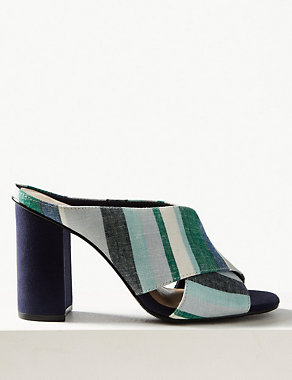 Striped Crossover Mule Sandals Image 2 of 5