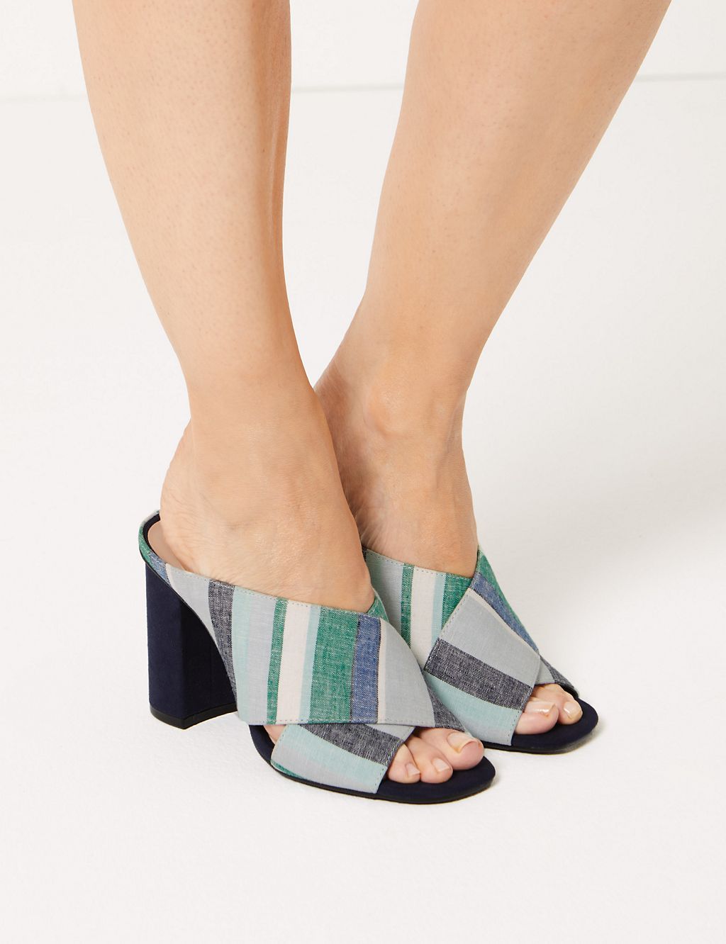 Striped Crossover Mule Sandals 3 of 5