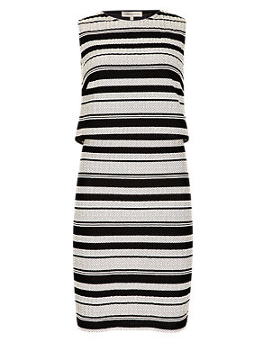 Striped Double Layer Fit & Flare Dress Image 2 of 4