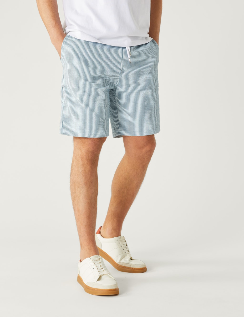 Striped Drawstring Jersey Shorts