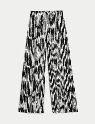 Striped Drawstring Wide Leg Trousers Image 2 of 5