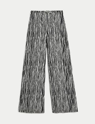 H&M Vertical Striped Trousers Pants Womens 14 Black White Stretch Career  Work