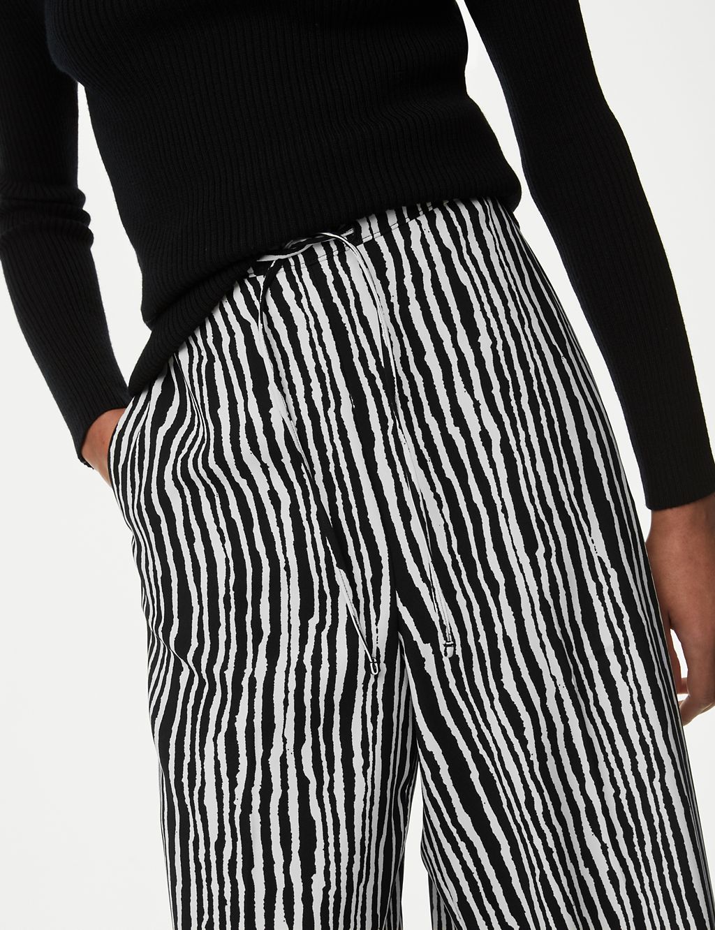 Striped Drawstring Wide Leg Trousers 4 of 5