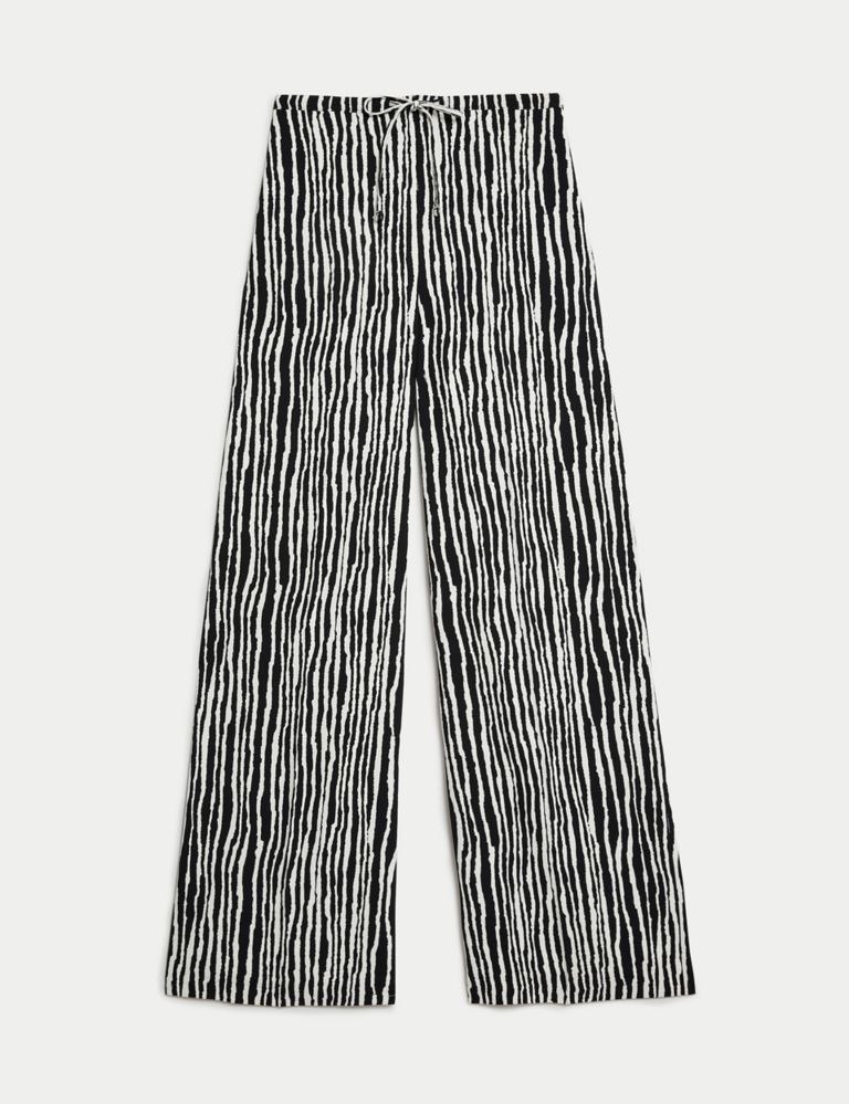 Striped Drawstring Wide Leg Trousers 2 of 5