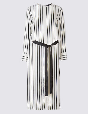 Striped Eyelet Shift Dress with Belt Image 2 of 4