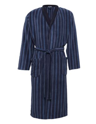 Striped Fleece Thermal Dressing Gown | M&S Collection | M&S