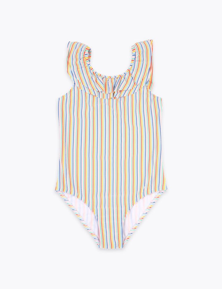 Striped Frill Swimsuit (6-16 Yrs) 1 of 3