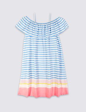Striped Frill Woven Dress (3-14 Years) Image 2 of 3