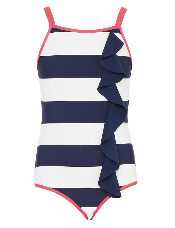 Striped Frilled Swimsuit with Chlorine Resistant (5-14 Years) Image 1 of 2