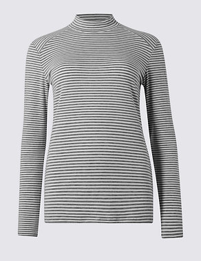 Striped Funnel Neck Jersey Top Image 2 of 4
