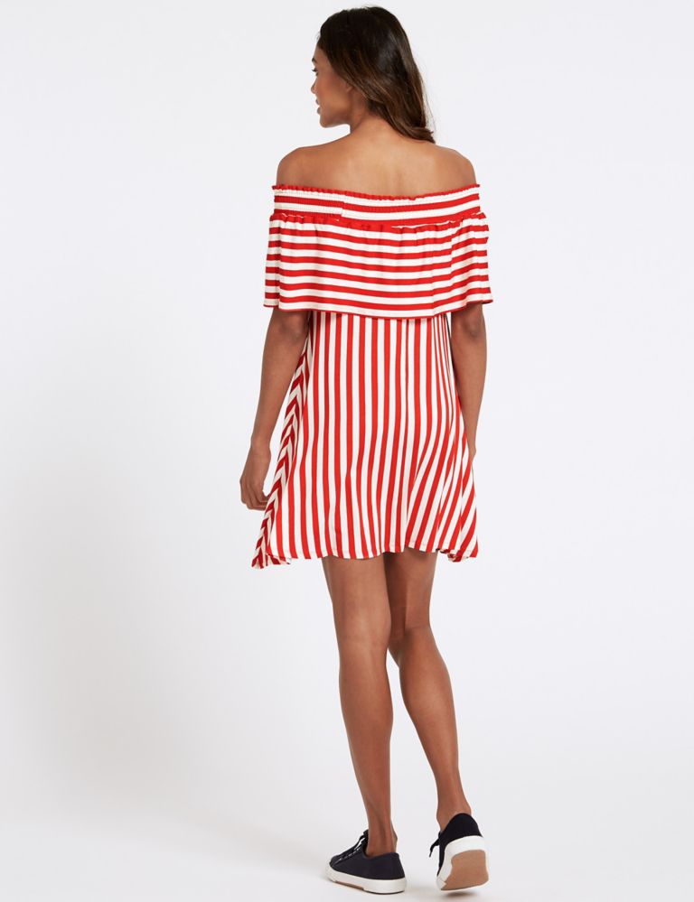 Striped Half Sleeve Bardot Dress 4 of 4