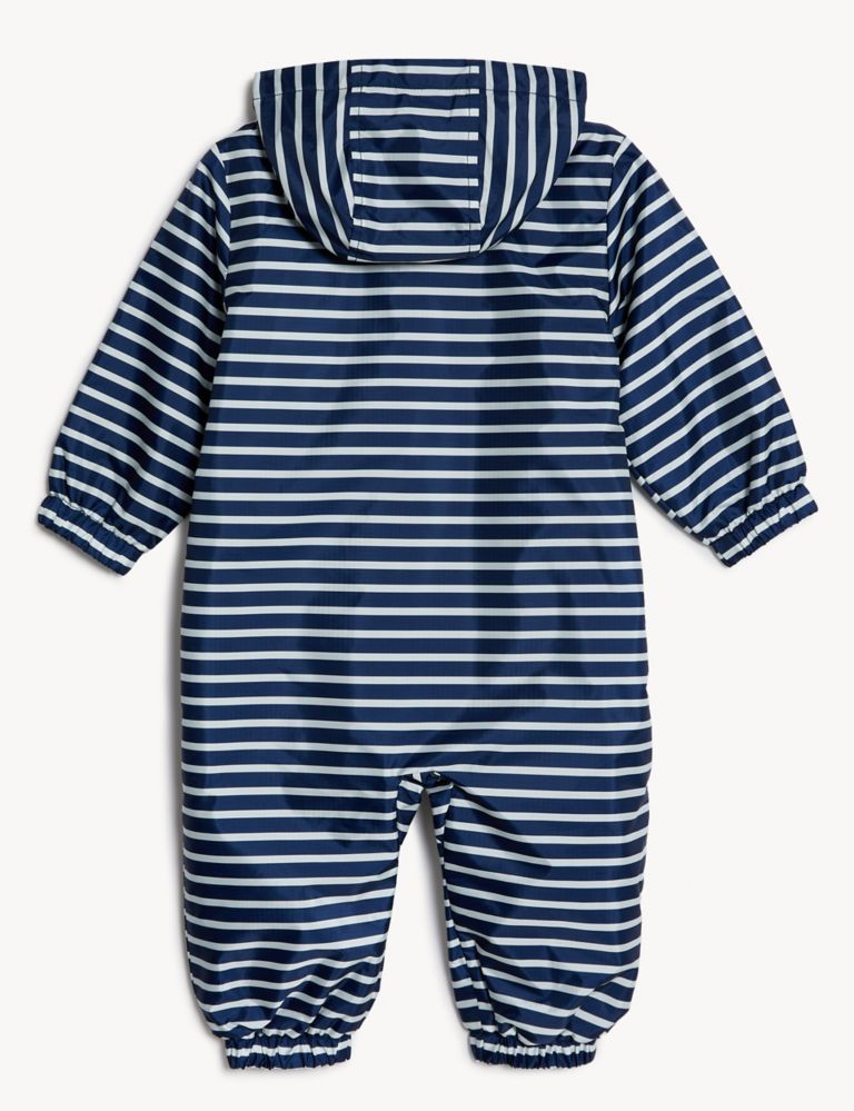 Striped Hooded Puddlesuit (0-3 Yrs) 2 of 3