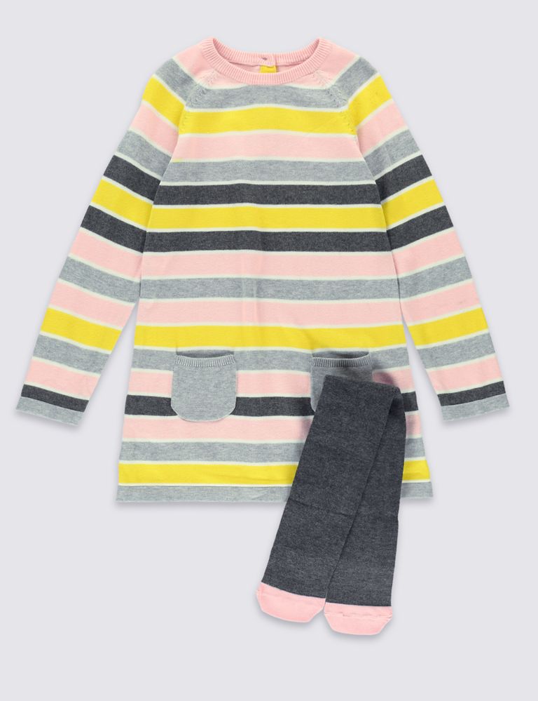 Striped Knit Dress with Tights (1-7 Years) 2 of 5