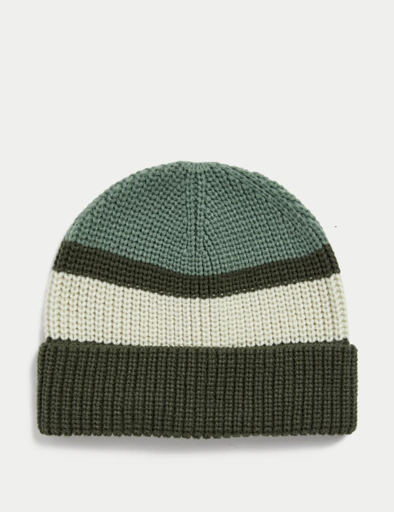Striped Knitted Beanie Hat M S Collection M S