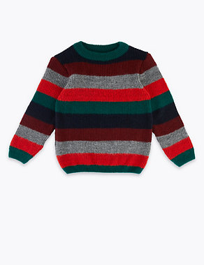 Striped Knitted Jumper (2-7 Yrs) Image 2 of 4