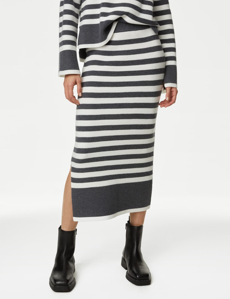 Striped Knitted Midi Skirt M S Collection M S