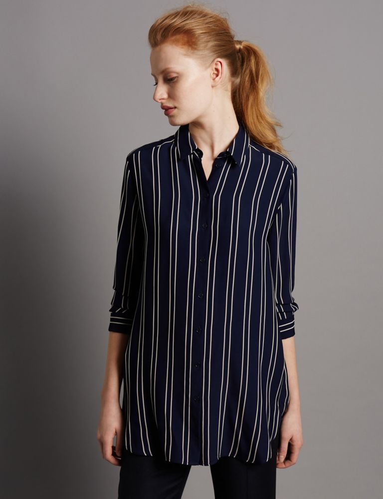 Striped Longline Long Sleeve Shirt 1 of 4