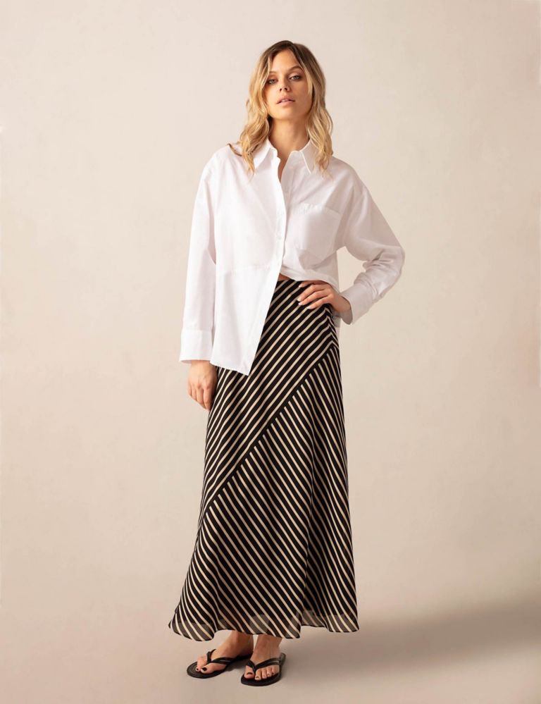 Striped Maxi Slip Skirt 3 of 4
