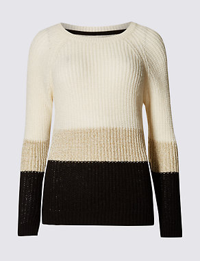 Striped Metallic Ribbed Jumper Image 2 of 3