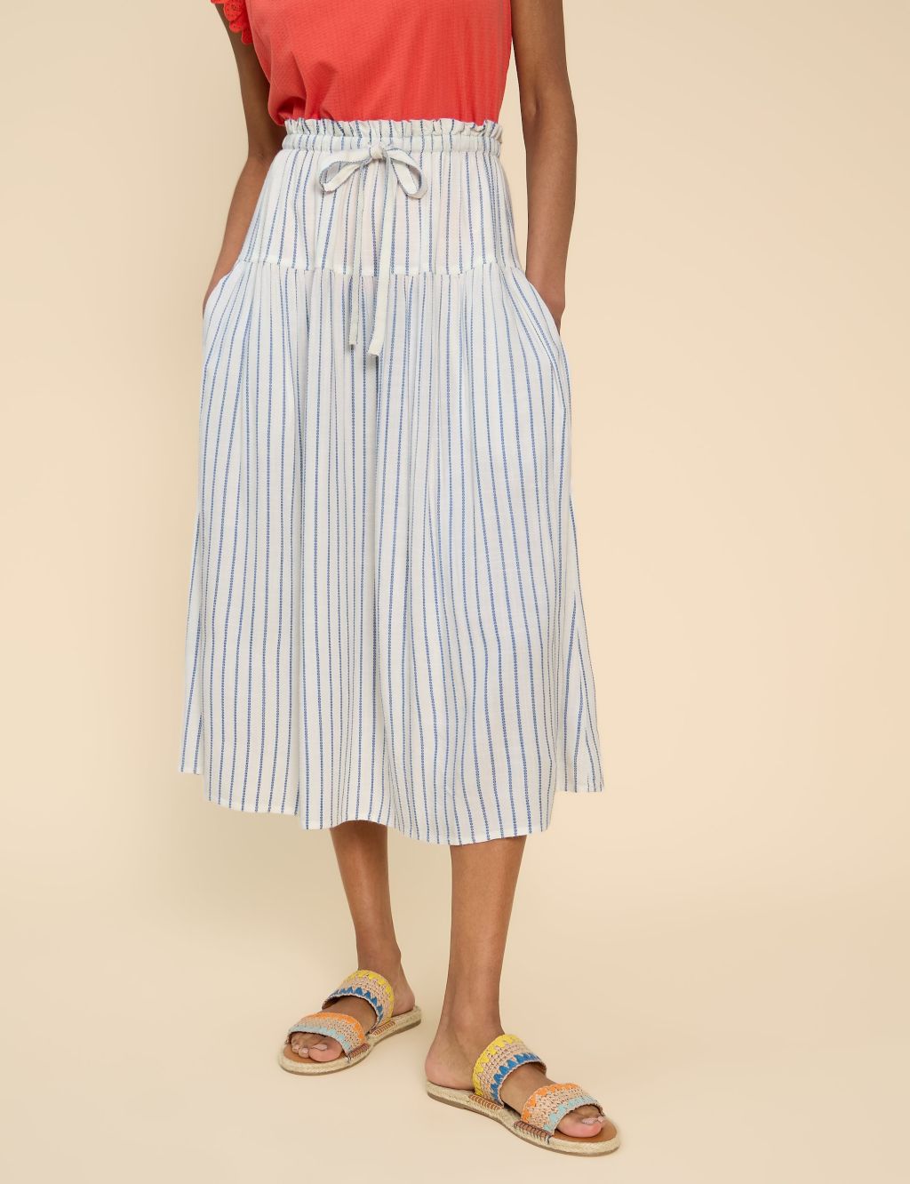 Striped Midi Tiered Skirt 3 of 6