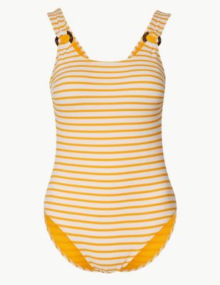 Striped Non-Wired Square Neck Swimsuit Image 2 of 4