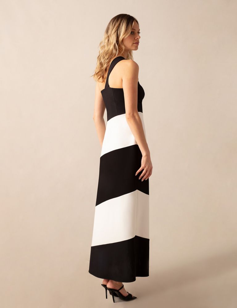 Striped One Shoulder Maxi Column Dress 5 of 5