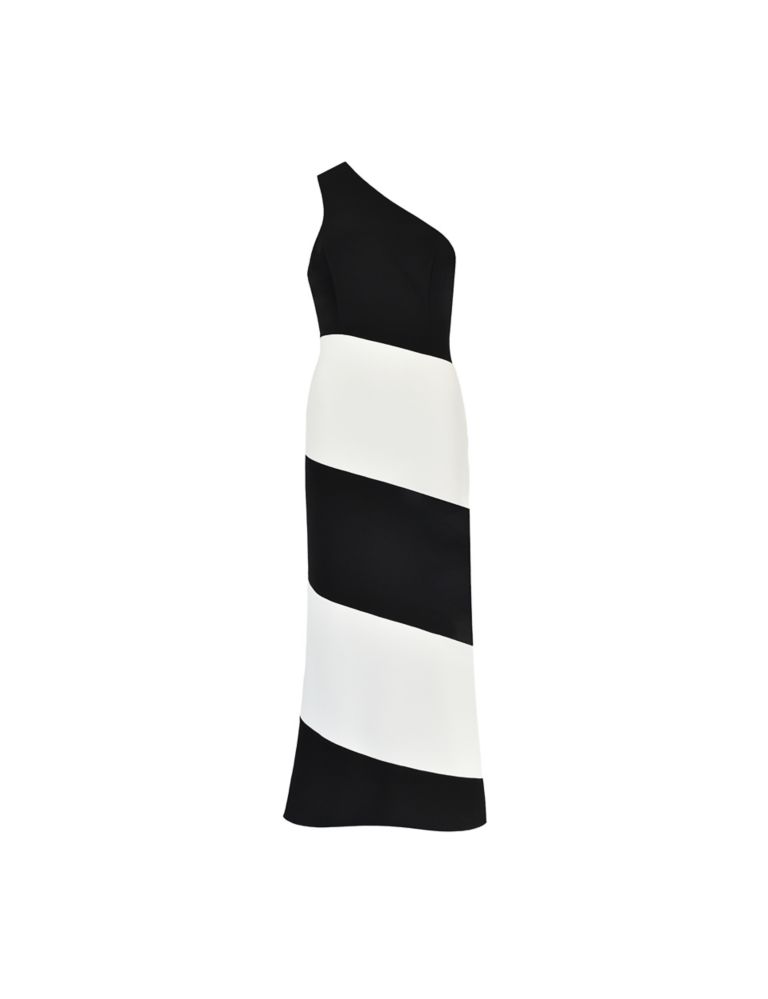 Striped One Shoulder Maxi Column Dress 2 of 5