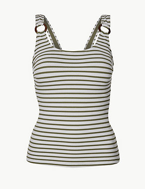 Striped Padded Square Neck Tankini Top Image 2 of 4