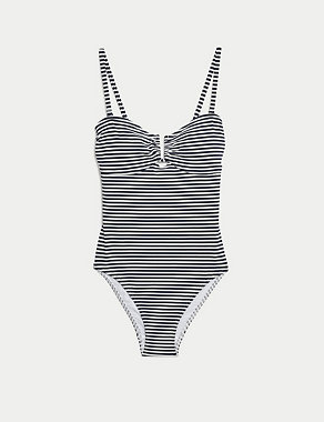 Striped Padded U-Wire Bandeau Swimsuit Image 2 of 6