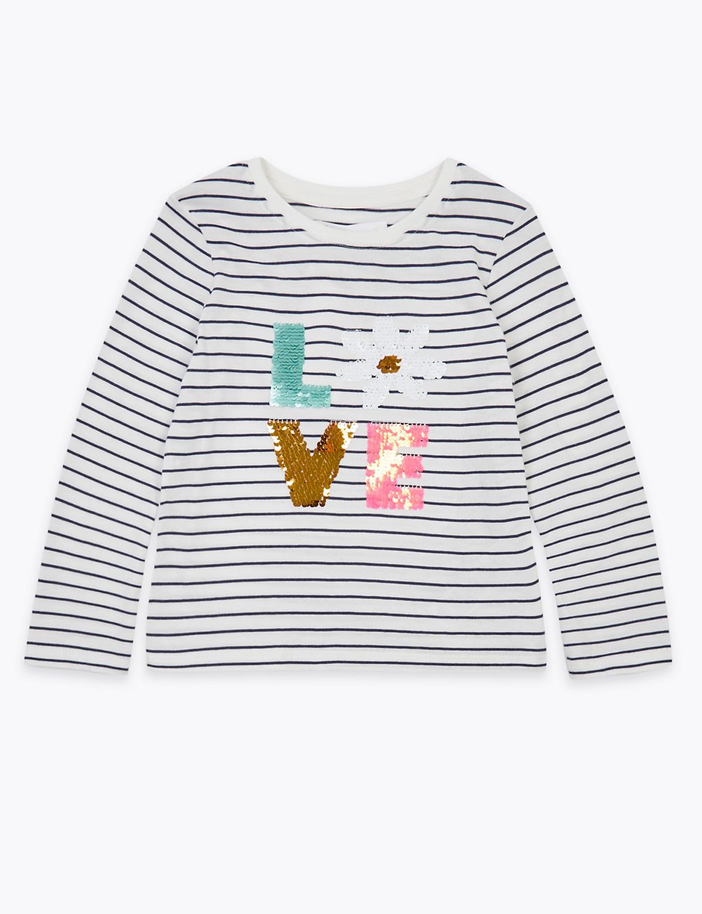 Striped Reversible Sequin Love Top (2-7 Yrs) 1 of 4