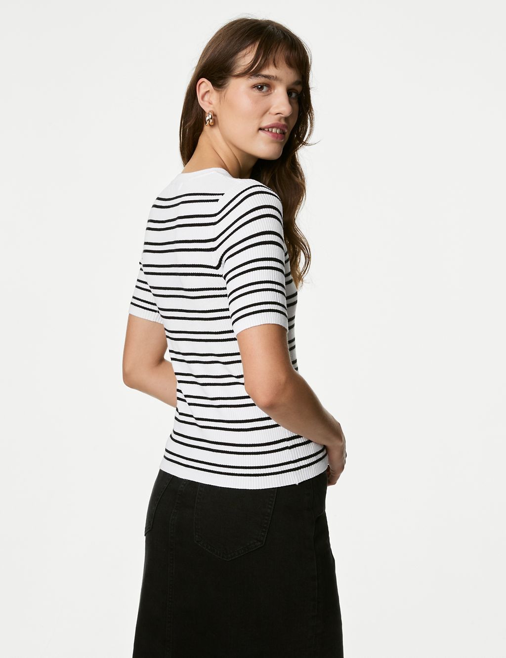 Striped Ribbed Crew Neck Knitted Top 5 of 6