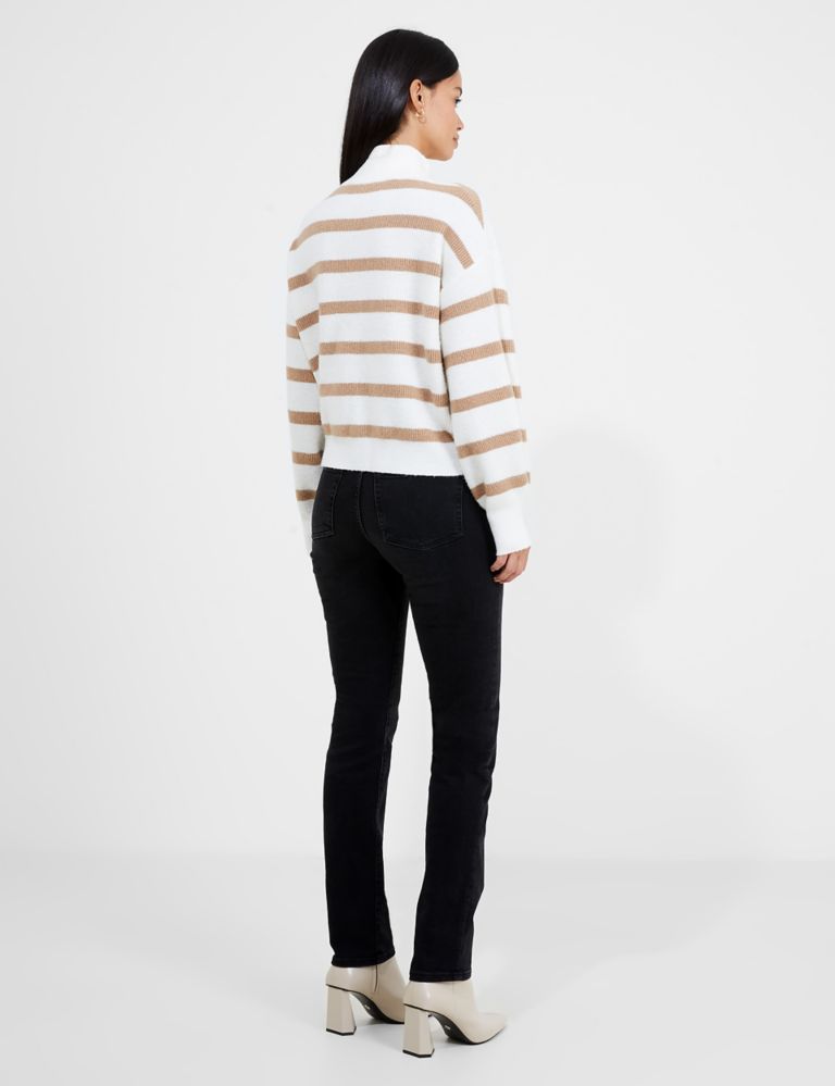 Striped Ribbed Half Zip Jumper with Wool 4 of 4