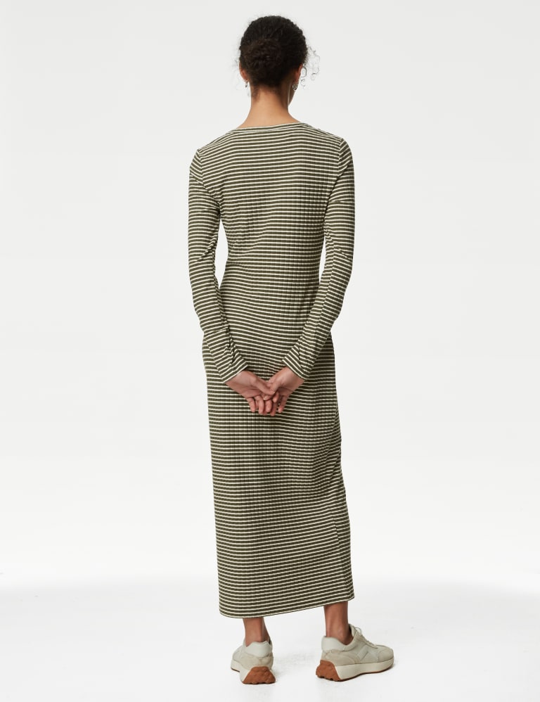 Striped ribbed shop midi dress