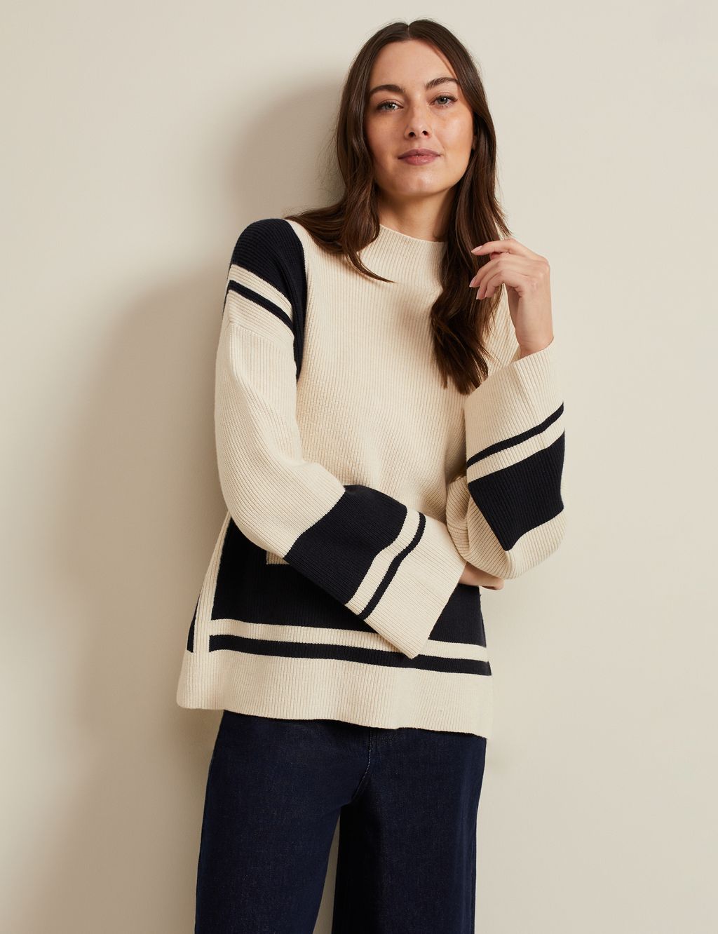 Striped Ribbed Round Neck Relaxed Jumper 3 of 5