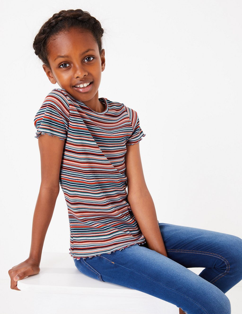 Striped Ribbed T-Shirt (3-16 Years) 3 of 4