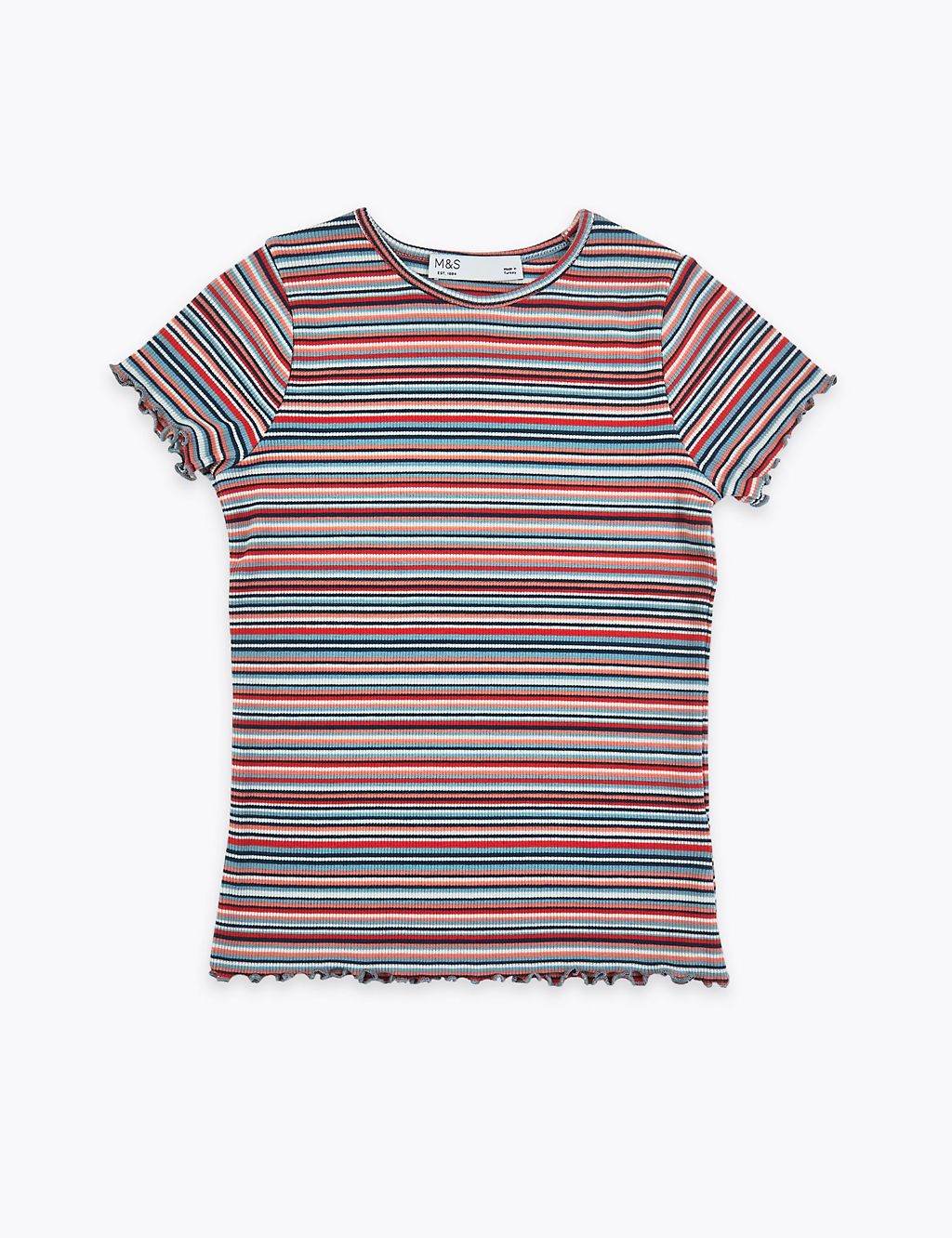 Striped Ribbed T-Shirt (3-16 Years) 1 of 4
