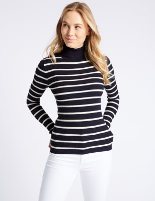 striped polo neck jumper