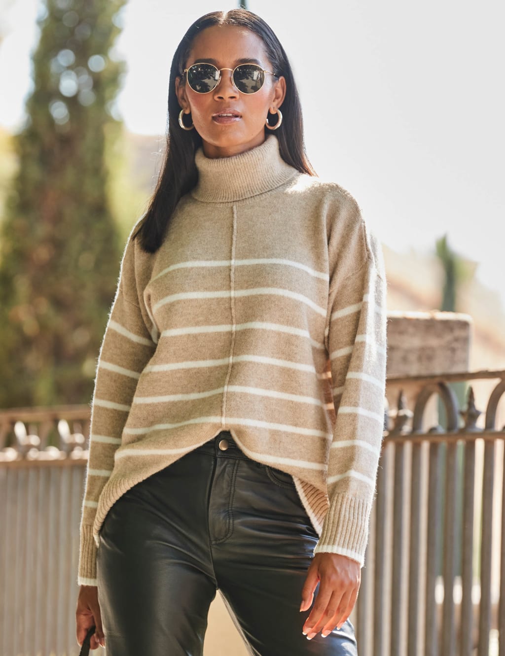 Striped polo neck on sale jumper