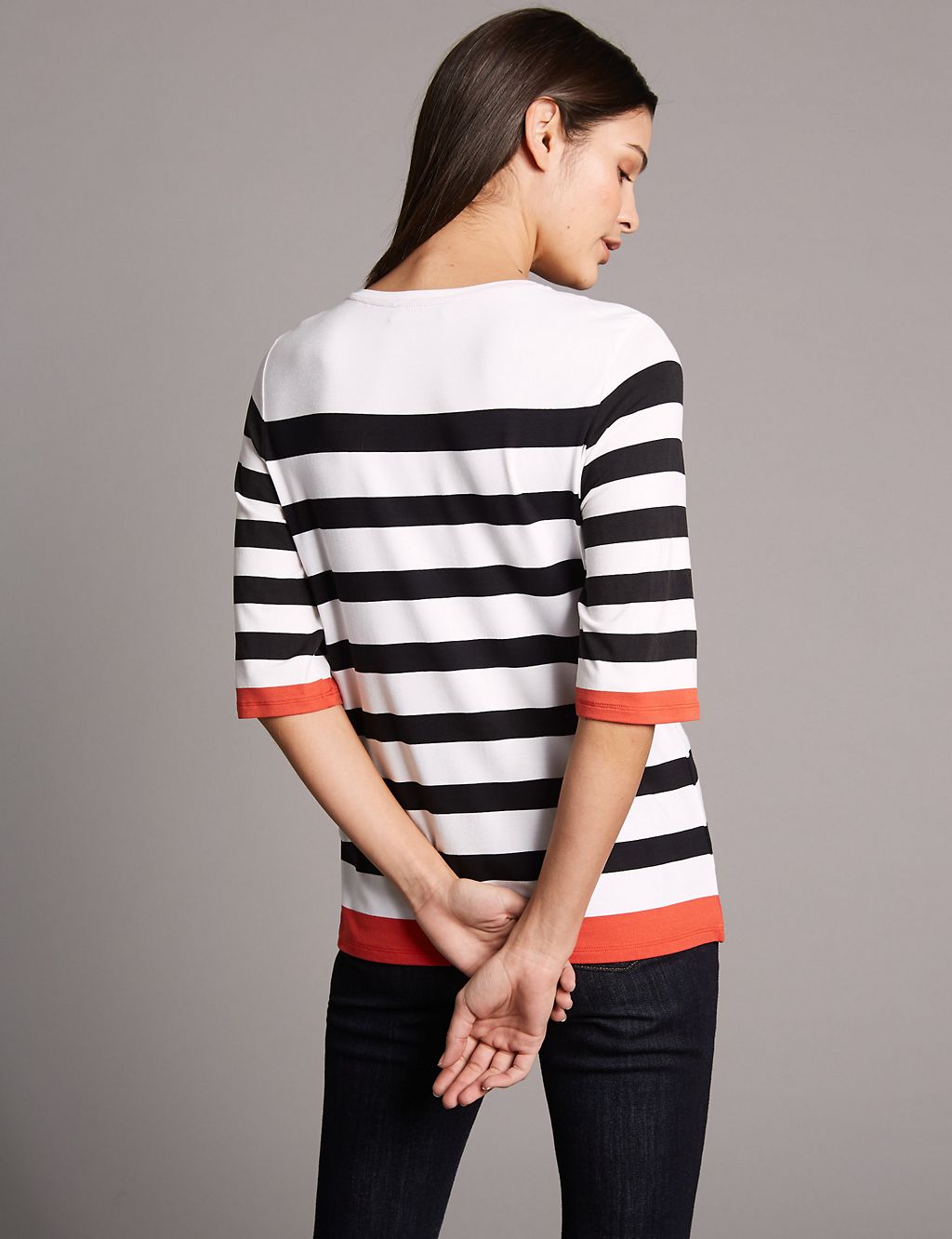 Striped Round Neck Half Sleeve T-Shirt 4 of 4